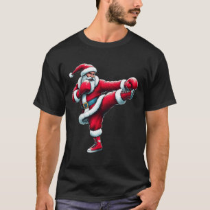 Kerstman Kickboksen Boksen Trappen Cool Sport Kers T-shirt
