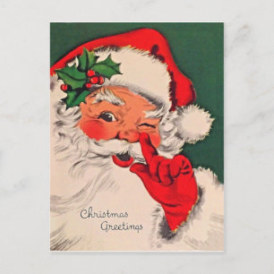 Kerstman kietelt zijn neus briefkaart