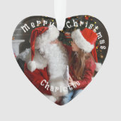 Kerstman, Kinder naam Kerstfoto Hartboom Ornament (voorkant)