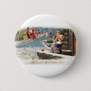 Kerstman Kinderen Kerstmis Vintage Ronde Button 5,7 Cm