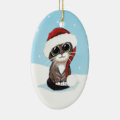 Kerstman Kitten in een Santa Hat Keramisch Ornament (Rechts)