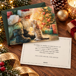 Kerstman Kitten Kerstmis Vintage Feestdagenkaart