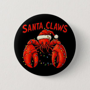 Kerstman Klauwen Grappige Kerstlobster Met Lichtje Ronde Button 5,7 Cm