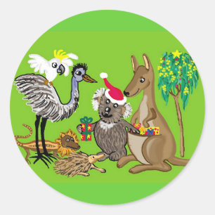 Kerstman klauwen koala ronde sticker