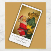 Kerstman Klimmen de Kerstboom, Custom Wijn Etiket (Enkel label)