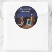 Kerstman Knielen bij de Geboorte Ronde Sticker (Tas)