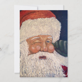 Kerstman knipoogt feestdagenkaart