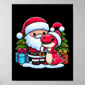 Kerstman Knuffelt T Rex Dinosaurus Kerstmis Matchi Poster (Voorkant)