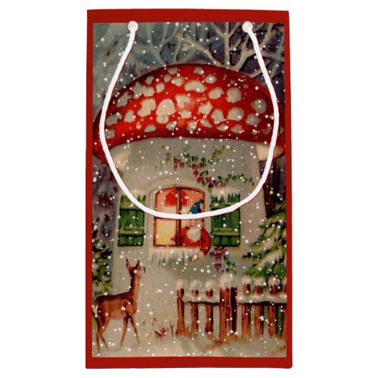 kerstman-koepel in champignonfeestdag klein cadeauzakje (Achterkant)