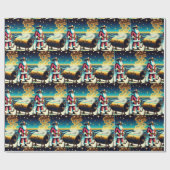 Kerstman koken op de BBQ Pit 2 Kerstmis Cadeaupapier (Vlak)