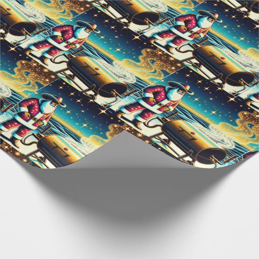 Kerstman koken op de BBQ Pit 2 Kerstmis Cadeaupapier (Hoek)