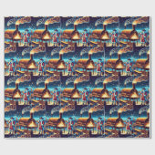 Kerstman koken op de BBQ Pit 3 Kerstmis Cadeaupapier (Vlak)