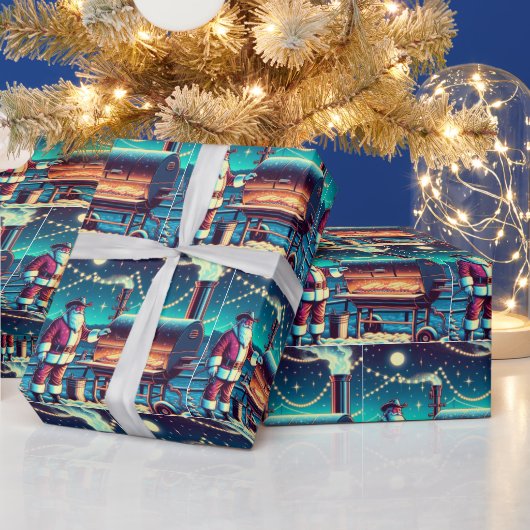 Kerstman koken op de BBQ Pit Kerstmis Cadeaupapier (Feestdagen)