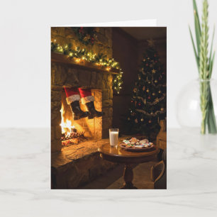 Kerstman komt door de schoorsteen kaart