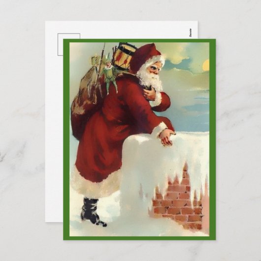 Kerstman komt door de schoorsteen (Nice Copy) Feestdagenkaart (Voorkant / Achterkant)