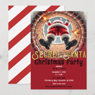 Kerstman komt door schoorsteen Secret Santa-feest Kaart