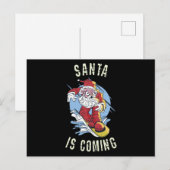Kerstman komt met de snowboard briefkaart (Voorkant / Achterkant)