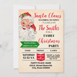 Kerstman komt naar kerstfeest kaart