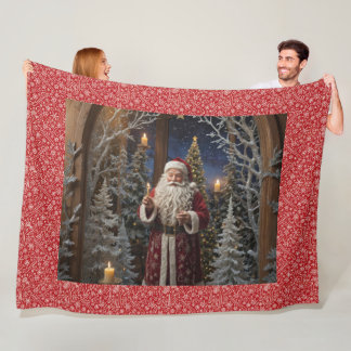 Kerstman komt op bezoek fleece deken