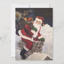 Kerstman komt schoorsteen binnen