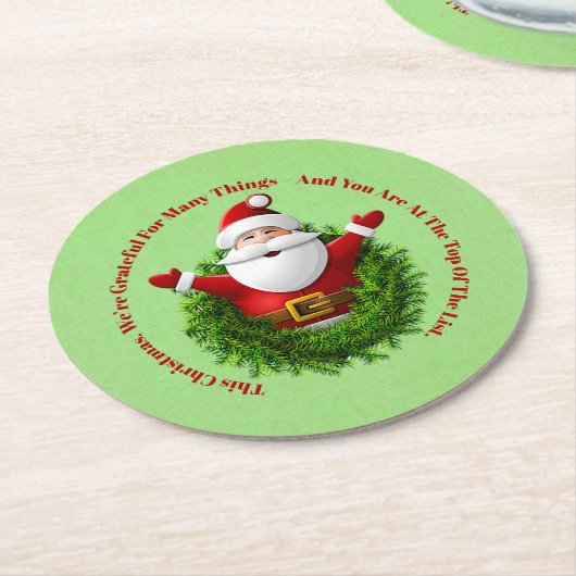 Kerstman kondigt Bericht Business Kantoor Christma Ronde Kartonnen Onderzetter (Gebogen)