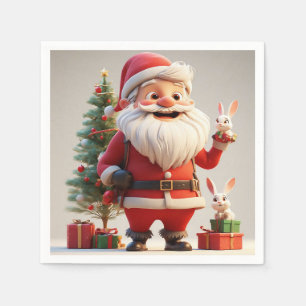 Kerstman Konijnen Kerstvakantie Tafel Decoratie Servet