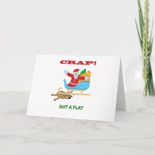 Kerstman kreeg een klapband feestdagen kaart (Voorkant)