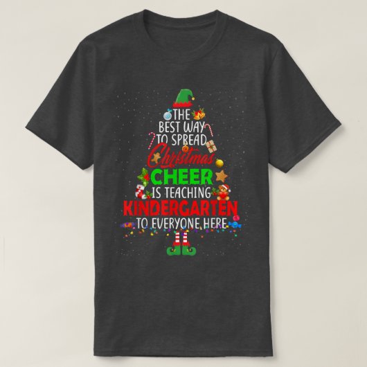 Kerstman leert de kindergarten Santa Elf T-shirt (Design voorkant)
