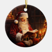  Kerstman leest een boek Keramisch Ornament (Voorkant)