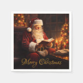  Kerstman leest een boek Servet (Voorkant)