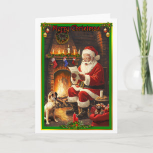 Kerstman leest een brief van een kind aan zichzelf kaart
