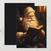 Kerstman leest feestdagenkaart (Voorkant / Achterkant)