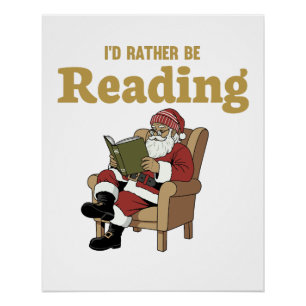 Kerstman leest perfect poster