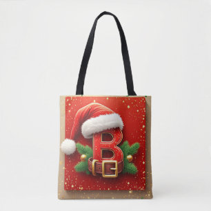 Kerstman Letter B Met Dennenkrans Kerststijl 🎅 Draagtas