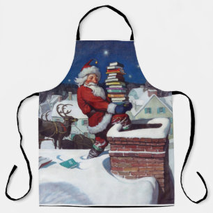 Kerstman levert boeken voor Kerstmis Schort