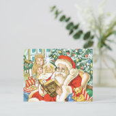 Kerstman lezen van de Bijbel op kerstavond Feestdagenkaart (Staand voorkant)