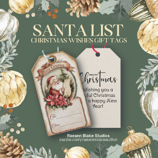 Kerstman Lijst Kerstwensen Cadeaubijsluiter Cadeaulabel