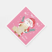 Kerstman lijst met roze kerst papier servetten (Hoek)