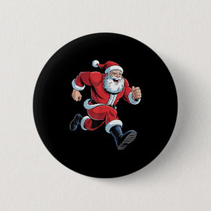 Kerstman loopt grappig Kerstmis veldloop hardlopen Ronde Button 5,7 Cm