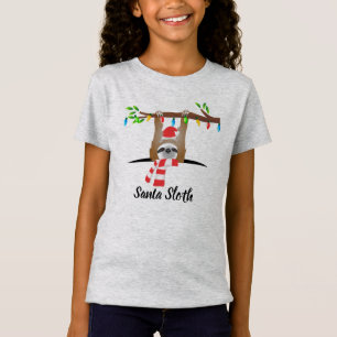 Kerstman luiaard hangend aan een tak t-shirt