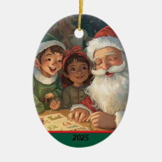 Kerstman Maakt Een Lijstje Ornament