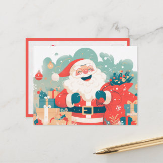 Kerstman maakt kerstcadeaus klaar briefkaart