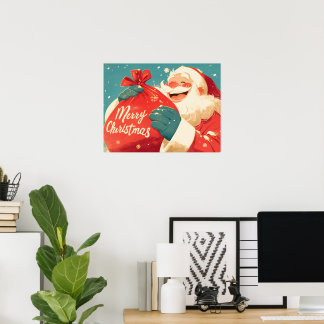 Kerstman maakt kerstcadeaus klaar poster