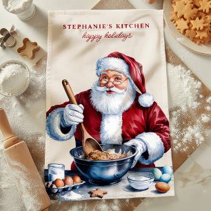 Kerstman maakt koekjes Persoonlijke Kerstmis Theedoek