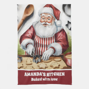 Kerstman maakt suikerkoekjes gepersonaliseerde ker theedoek