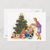  kerstman Mam & Kinderen Feestdagenkaart (Voorkant / Achterkant)