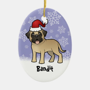 Kerstman Mastiff / Bullmastiff Keramisch Ornament