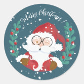 kerstman | Merry Christmas Blue Stickers (Voorkant)