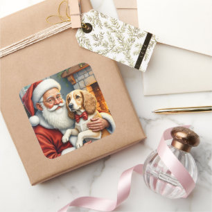 Kerstman met Afghaanse windhond Vierkante Sticker