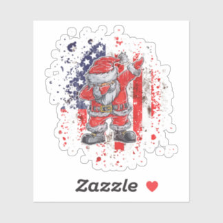 Kerstman met Amerikaanse vlag Sticker